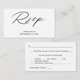 Budget zwart-witkalligrafie 2SM Meal RSVP Informatiekaartje