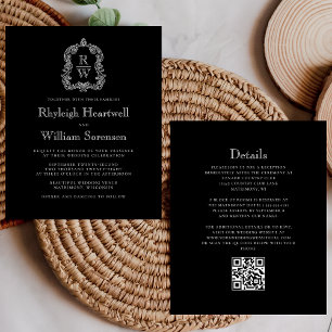 Budget Zwart Witte Monogram Wapenschild QR Code Tr