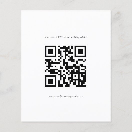 Budget Zwart Witte Tekst QR Code Huwelijksreactie (Achterkant)