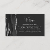 Budget Zwart Zilver Agate Donker Bruiloft QR Code Informatiekaartje (Voorkant)