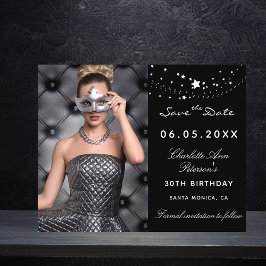 Budget zwart zilver foto verjaardag Save the Date