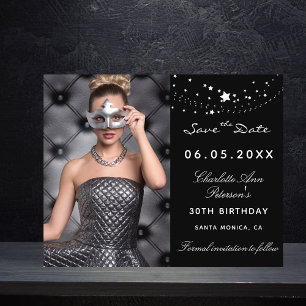 Budget zwart zilver foto verjaardag Save the Date