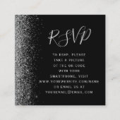 Budget Zwart Zilver Glitter Huwelijk QR Code RSVP Informatiekaartje (Voorkant)