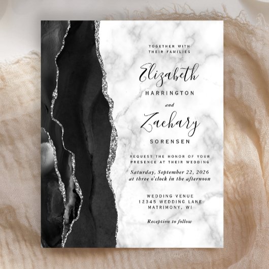 Budget Zwart Zilveren Agaat Marmeren bruiloft Uitn