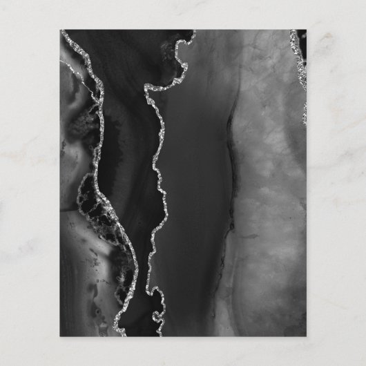 Budget Zwart Zilveren Agaat Script Wedding Menu (Achterkant)