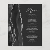 Budget Zwart Zilveren Agaat Script Wedding Menu (Voorkant)