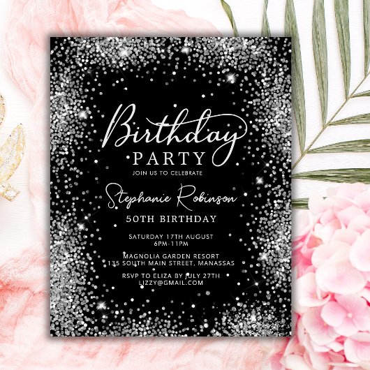 Budget Zwart Zilveren Glitter 50e Verjaardag Uitno