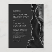 Budget Zwarte Agaat Zilver QR Code Huwelijksuitnod (Voorkant)