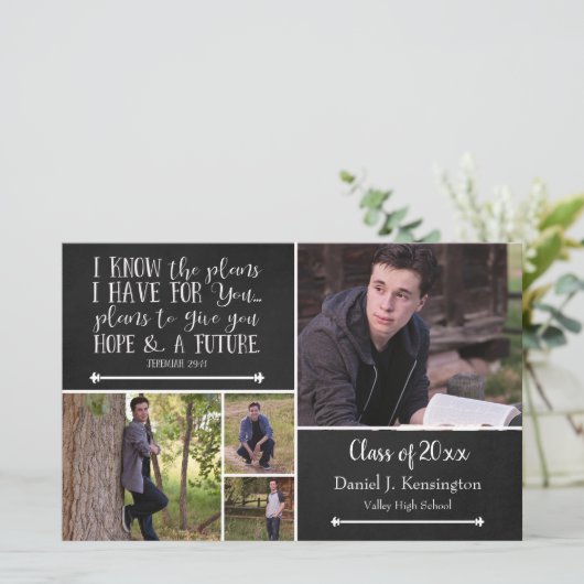 Budget zwarte Bijbel Verse Afstuderen Foto Collage (Staand voorkant)