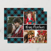 Budget zwarte Blauwgroen Buffalo-palmkerstkaart (Voorkant / Achterkant)