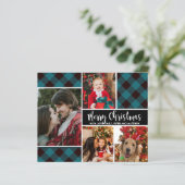 Budget zwarte Blauwgroen Buffalo-palmkerstkaart (Staand voorkant)