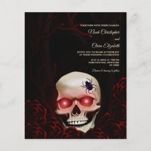 Budget Zwarte bloemenmoody gotische schedel Hallow (Voorkant)