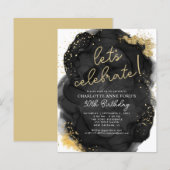 Budget zwarte Glitter Alcohol Ink Birthday (Voorkant / Achterkant)