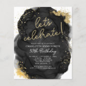 Budget zwarte Glitter Alcohol Ink Birthday (Voorkant)
