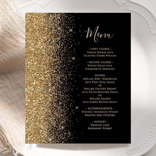 Budget Zwarte Gouden Glitter Trouwmenu