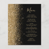 Budget Zwarte Gouden Glitter Trouwmenu (Voorkant)