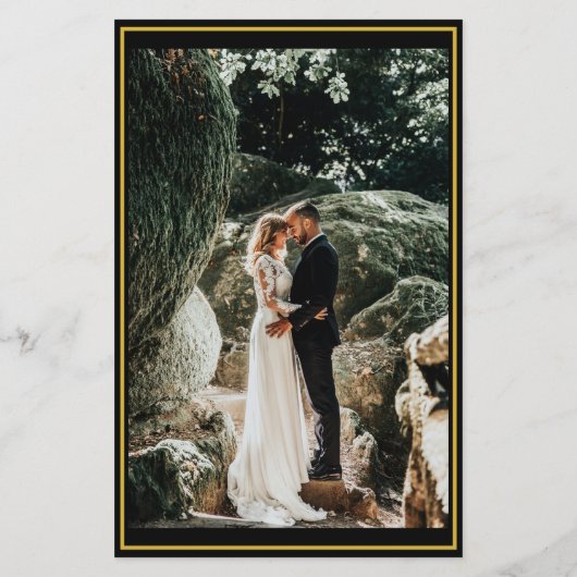 Budget zwarte goudkalligrafie Fotobruiloft Uitnodi (Achterkant)