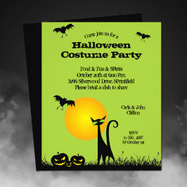 Budget Zwarte Kat Halloween Uitnodiging Flyer