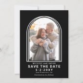 Budget zwarte, minimale witte Arch Save The Date (Voorkant)