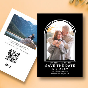 Budget zwarte, minimale witte Arch Save The Date