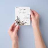 Budget Zwarte & Natuurlijke Bloem Boho Bruiloft Flyer (Hand)