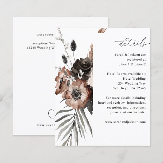 Budget Zwarte & Natuurlijke Bloem Boho Details (Voorkant / Achterkant)