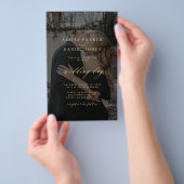 Budget zwarte overlay foto QR code RSVP bruiloft Flyer (Hand)