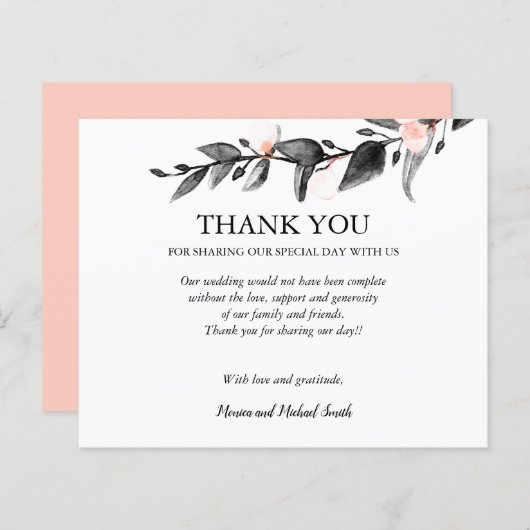 BUDGET ZWARTE PINK BLOEMWEDING DANK U (Voorkant / Achterkant)