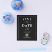 Budget Zwarte QR-code Huwelijk Save the Date Flyer (Enkel)