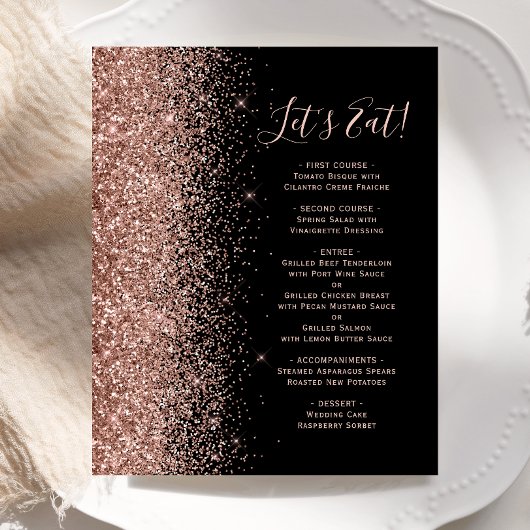 Budget Zwarte Roze Gouden Glitter Bruiloftsmenu