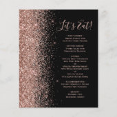 Budget Zwarte Roze Gouden Glitter Bruiloftsmenu (Voorkant)