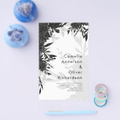 BUDGET Zwarte Rozen Elegante Witte Trouw Uitnodigi Flyer (Enkel)