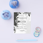 BUDGET Zwarte Rozen Elegante Witte Trouw Uitnodigi Flyer (Enkel)