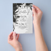 BUDGET Zwarte Rozen Elegante Witte Trouw Uitnodigi Flyer (Hand)