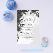 BUDGET Zwarte Rozen Elegante Witte Trouw Uitnodigi Flyer (Enkel)