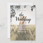 Budget Zwarte Rozen FOTOBLAADJE Huwelijksuitnodigi Kaart (Voorkant)