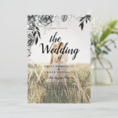 Budget Zwarte Rozen FOTOBLAADJE Huwelijksuitnodigi Kaart (Staand voorkant)