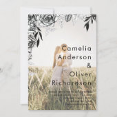 Budget Zwarte Rozen FOTOVERLOOP Huwelijksuitnodigi Kaart (Voorkant)