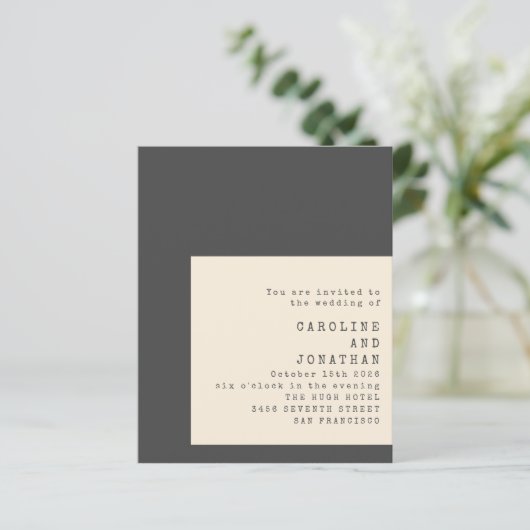 Budget zwarte schrijfmachine Typografie Weddenscha (Staand voorkant)