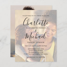 Budget Zwarte Script 2 foto's Trouwuitnodiging