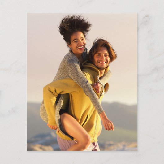 Budget Zwarte Script  2 foto's Trouwuitnodiging (Achterkant)