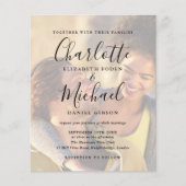 Budget Zwarte Script  2 foto's Trouwuitnodiging (Voorkant)