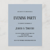 Budget Zwarte Tekst Stof Blauw Avondfeest Uitnodig (Voorkant)