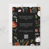 Budget zwarte terracotta floral bruiloft details i kaart (Achterkant)