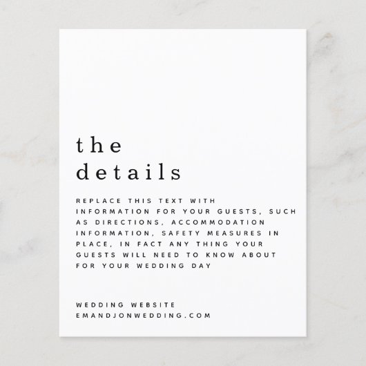 Budget zwarte witte bruiloft - Details Enclosure (Voorkant)