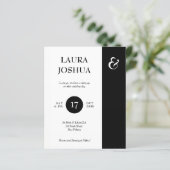 Budget zwarte witte typografie bruiloft uitnodigin (Staand voorkant)