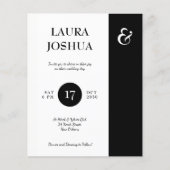 Budget zwarte witte typografie bruiloft uitnodigin (Voorkant)