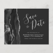 Budget Zwarte Zilveren Agate Save the Date Kaart (Voorkant)