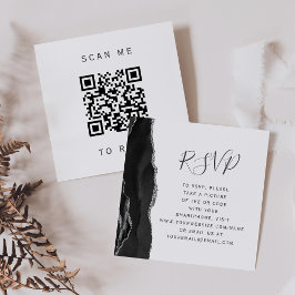 Budget Zwarte Zilveren Agaten Trouw QR Code RSVP Informatiekaartje