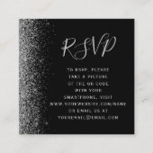 Budget Zwarte Zilveren Glitter Bruiloft QR Code RS Informatiekaartje (Voorkant)
